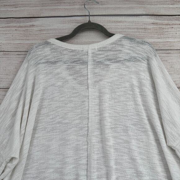 Cherish Loose Knit V-Neck Oversized Sweater Women's Large White - Picture 4 of 11